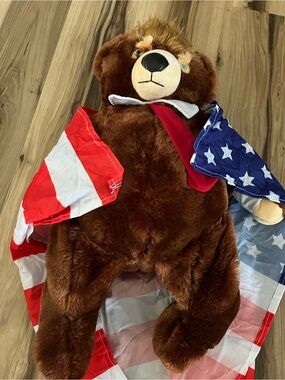 President Donald Trump Trumpy Bear Deluxe MAGA 22" Plush Teddy w/USA Flag Cape